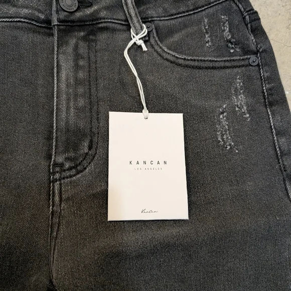 NWT Kancan Denim Shorts Women's 5/26 High Waist Dark Gray - Picture 2 of 9